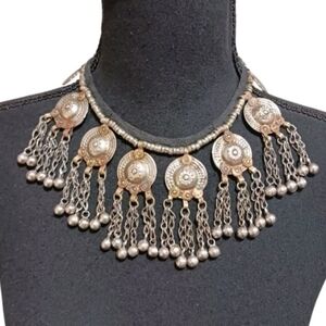 Vintage Kuchi Pakistani Tribal Bib Necklace Pashtun 1960s